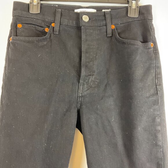RE/DONE Jeans 28 High Rise Ankle Crop Black Button Fly - Picture 2 of 10